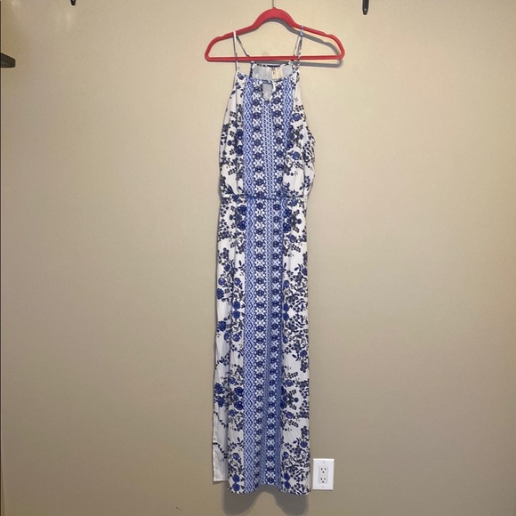 Japna Floral Blue and White Maxi Dress - Picture 1 of 6